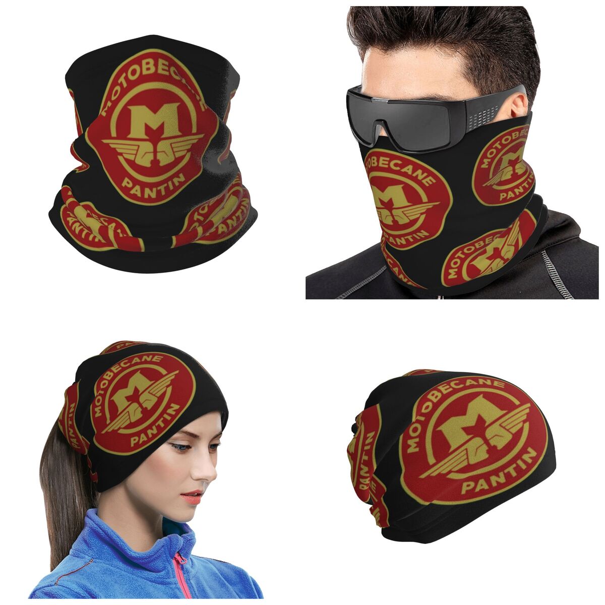 Wool Balaclava Knit - Motobecane 반다나 넥 커버 프린트 랩