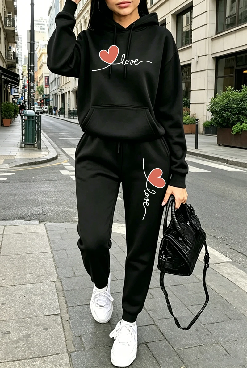 Winter Clothing For Women - 여성 트레이닝복 프린트 캐주얼 긴팔 후드티