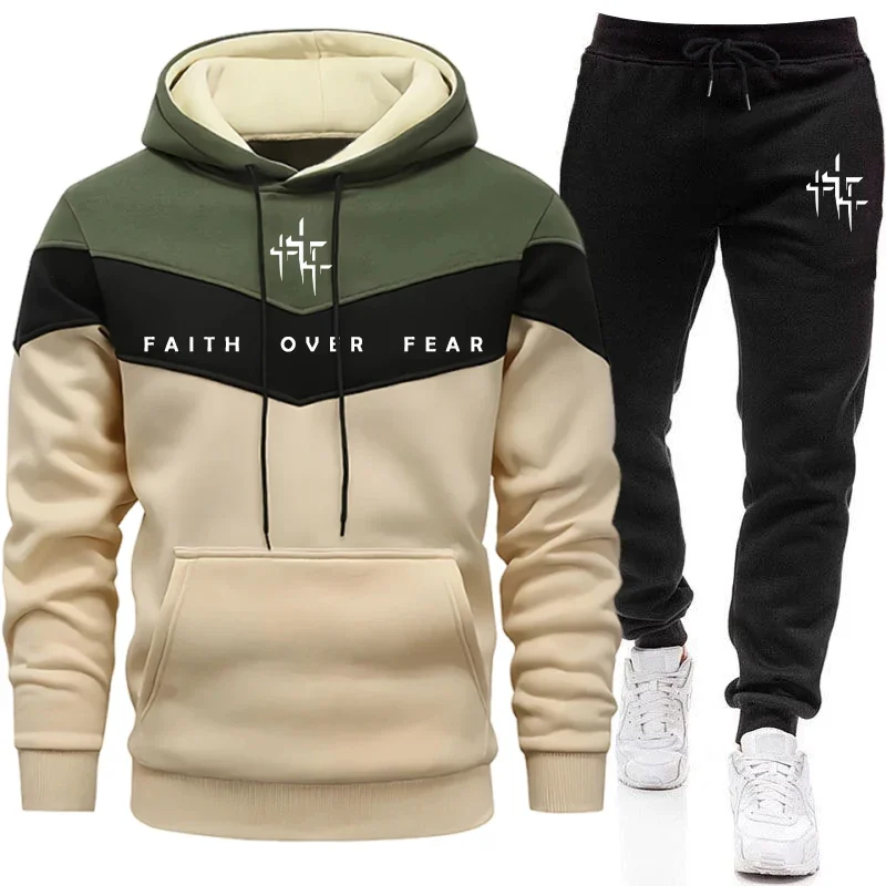 Faith Over Fear 남성용 트랙수트 후드 티셔 - Winter Clothing For Men 리뷰 및 가격