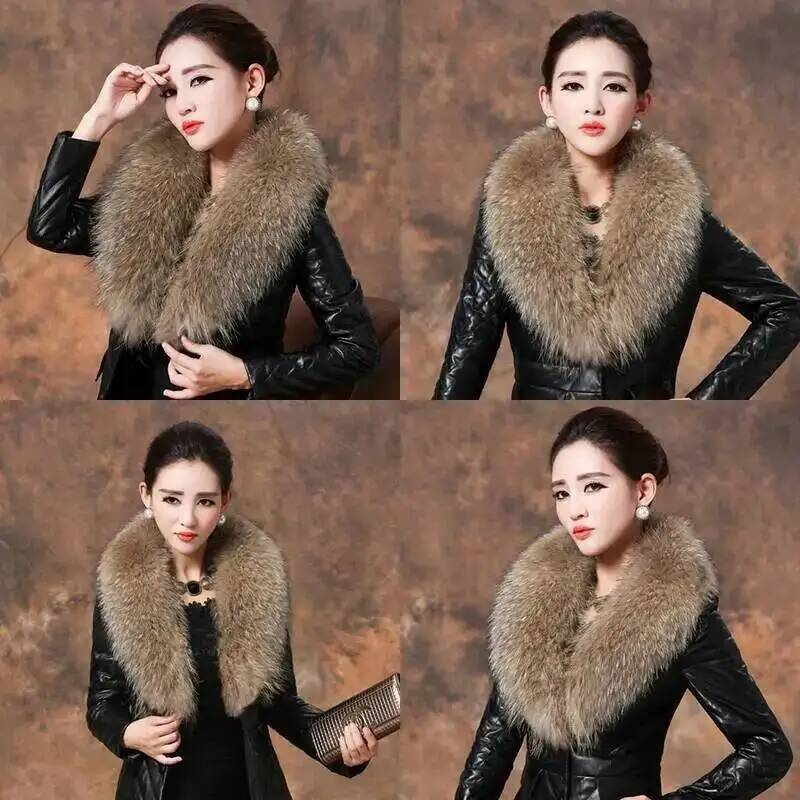 자연 너구리 모피 칼라 리얼 모피 스카프 여성 겨울 럭 - Winter Clothing Clearance 리뷰 및 가격