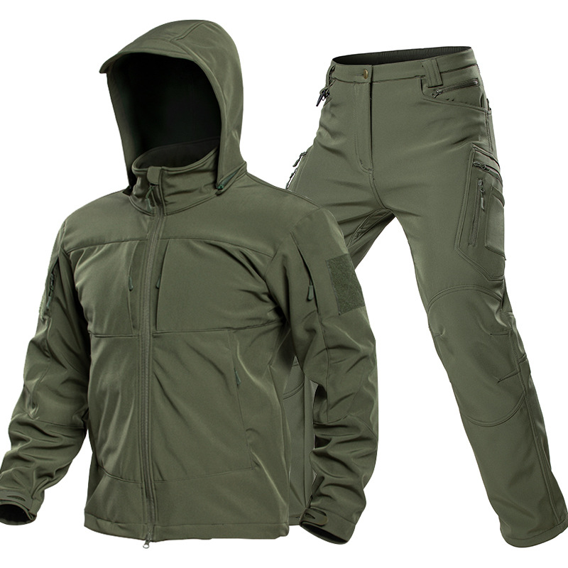 남성용 야외 전술 소프트쉘 슈트 후드 풀 지퍼 재킷 카 - Winter Clothing Equipment 리뷰 및 가격