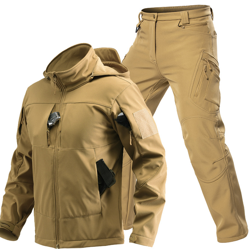 남성용 야외 전술 소프트쉘 슈트 후드 풀 지퍼 재킷 카 - Winter Clothing Equipment 리뷰 및 가격