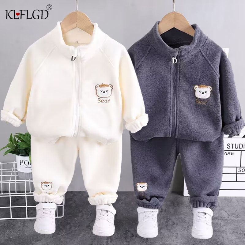 남아 및 여아용 플러시 세트, 캐주얼 스포츠 투피스 세 - Winter Clothing Activities For Toddlers 리뷰 및 가격