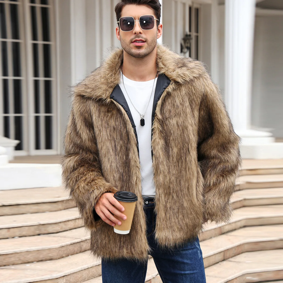 남성 가짜 여우 모피 자켓 코트 겨울 두꺼운 푹신한 긴 - Winter Clothing Clearance 리뷰 및 가격