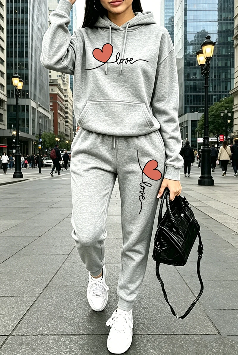 여성 트레이닝복 프린트 캐주얼 긴팔 후드티 스웨트셔츠  - Winter Clothing For Women 리뷰 및 가격