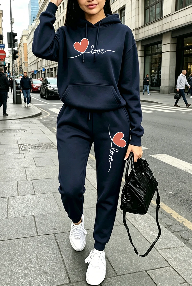 여성 트레이닝복 프린트 캐주얼 긴팔 후드티 스웨트셔츠  - Winter Clothing For Women 리뷰 및 가격